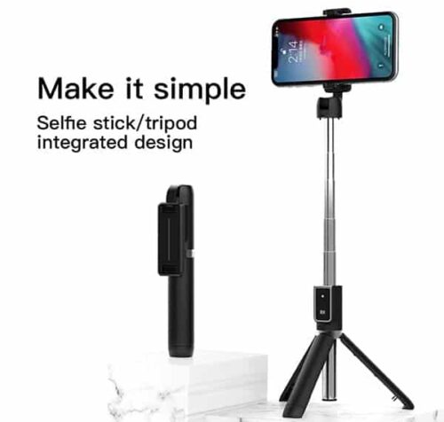 P50 Wireless Bluetooth Selfie Stick Foldable Mini Tripod Expandable Monopod with Remote Control WHITE 2
