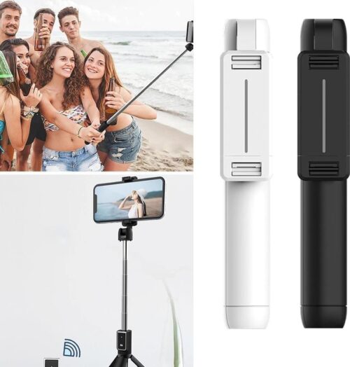 P50 Wireless Bluetooth Selfie Stick Foldable Mini Tripod Expandable Monopod with Remote Control WHITE 3
