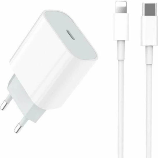 Φορτιστής με Θύρα USB-C και Καλώδιο USB-C - Lightning 20W Λευκός